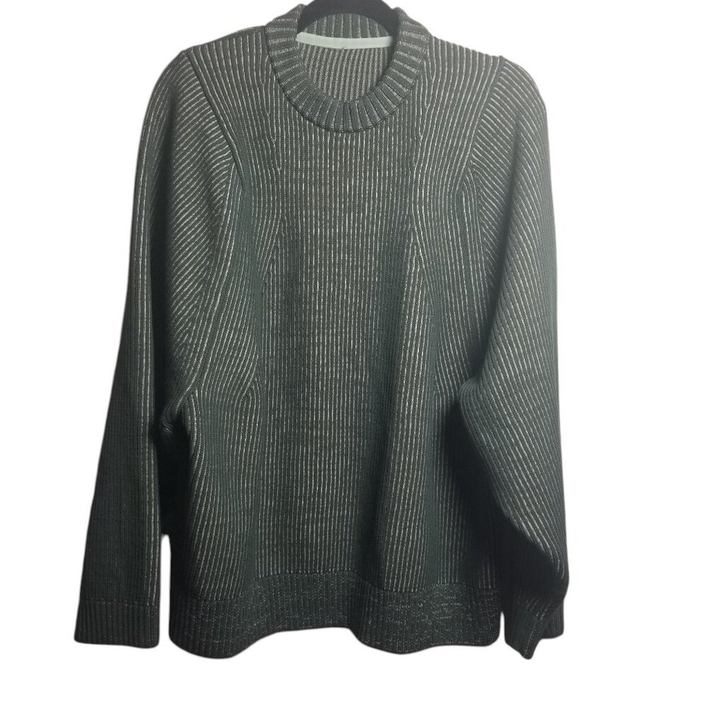 Lululemon Women's Chunky Knit Fishermen Dark Forest Ivory Oversized Sweater Sz M